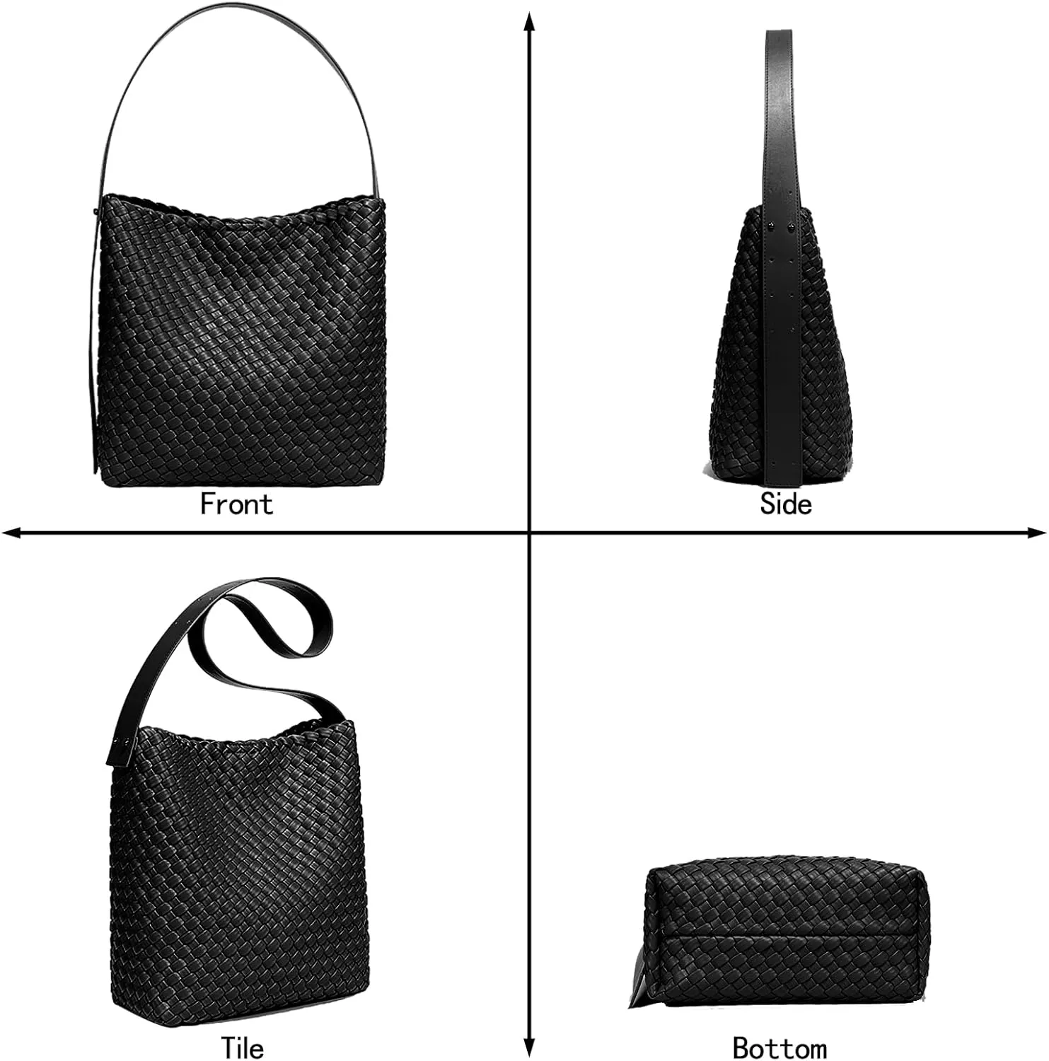 Fashion Woven Tote Bag for Women, Female Hobo Bag, Beach Handbag Purse, Travel Shoulder Bag with Adjustable Strap