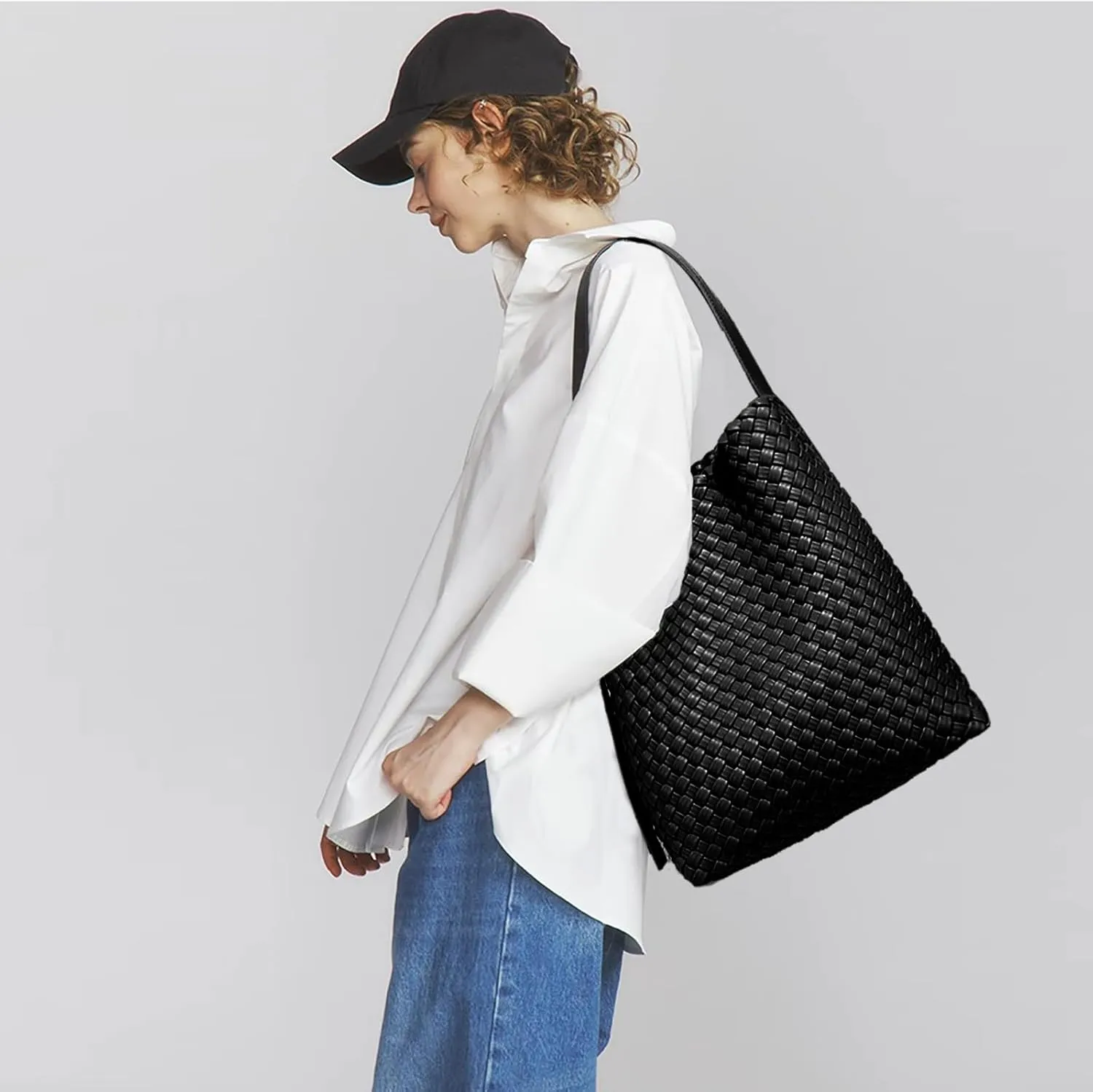 Fashion Woven Tote Bag for Women, Female Hobo Bag, Beach Handbag Purse, Travel Shoulder Bag with Adjustable Strap