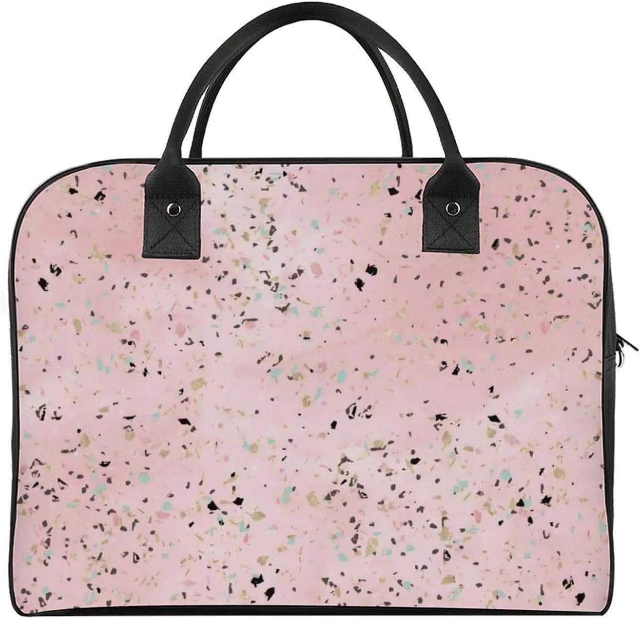Faux Gold Paint Splatter on Black & White Stripes Travel Handbag with A Large Capacity Design That Can Be Reused