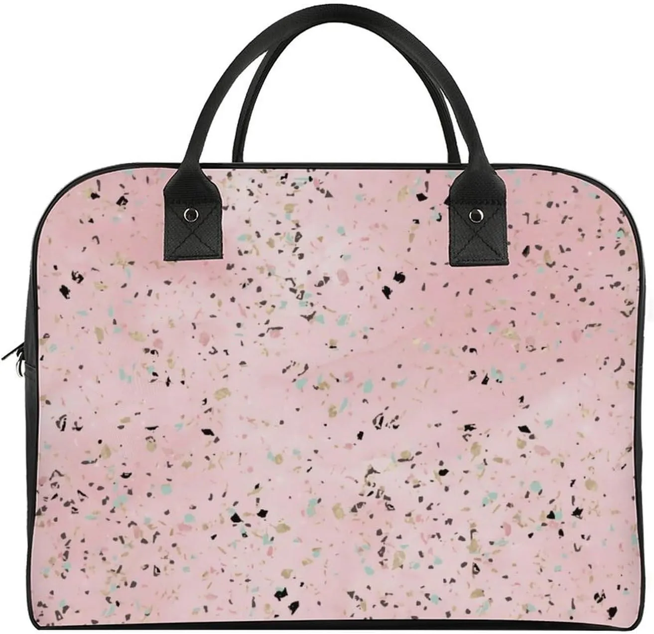 Faux Gold Paint Splatter on Black & White Stripes Travel Handbag with A Large Capacity Design That Can Be Reused