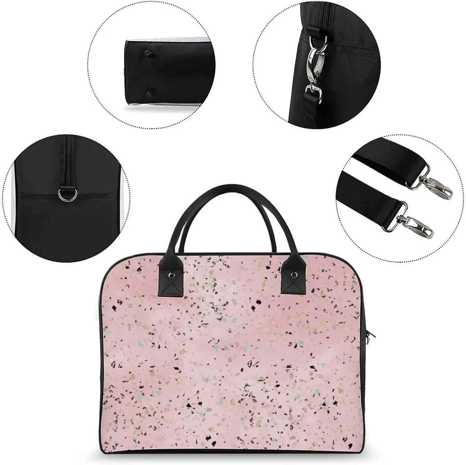 Faux Gold Paint Splatter on Black & White Stripes Travel Handbag with A Large Capacity Design That Can Be Reused