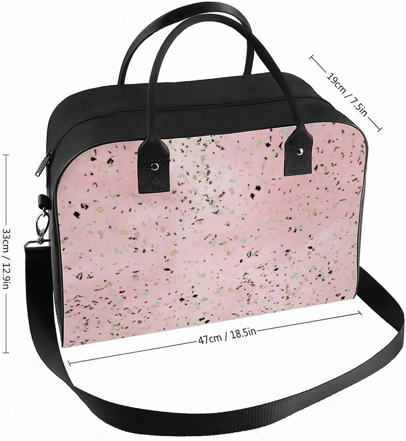 Faux Gold Paint Splatter on Black & White Stripes Travel Handbag with A Large Capacity Design That Can Be Reused