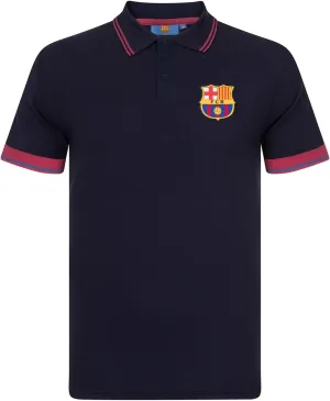 FC Barcelona Official Football Soccer Gift Mens Crest Polo Shirt Navy Blue