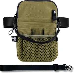 First Lifesaver 4-in-1 Nurse Fanny Pack with Medical Gear Pockets, Tape Holder, and Utility Storage for Stethoscopes, Bandage Scissors, and Emergency Supplies, Student and Nurse Use (Moss)
