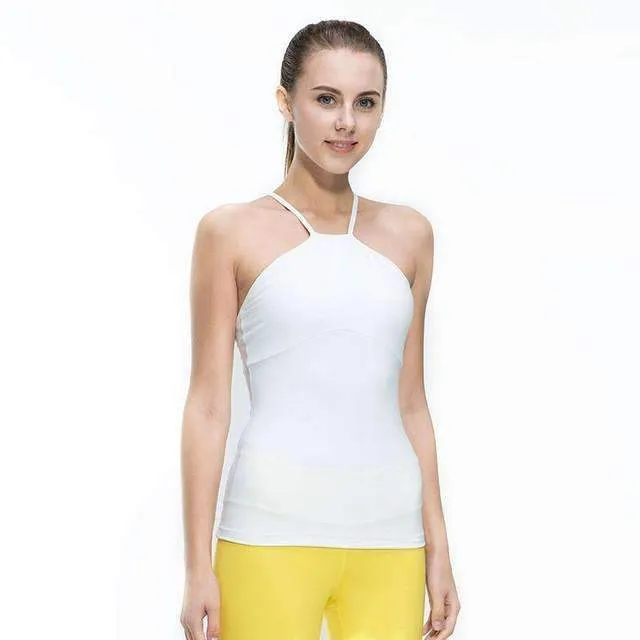 Fitness Women Sleeveless Shirts Jogging Vest Gym Sports Running Clothes Tight Yoga Top with Breathable Quick Dry Spandex