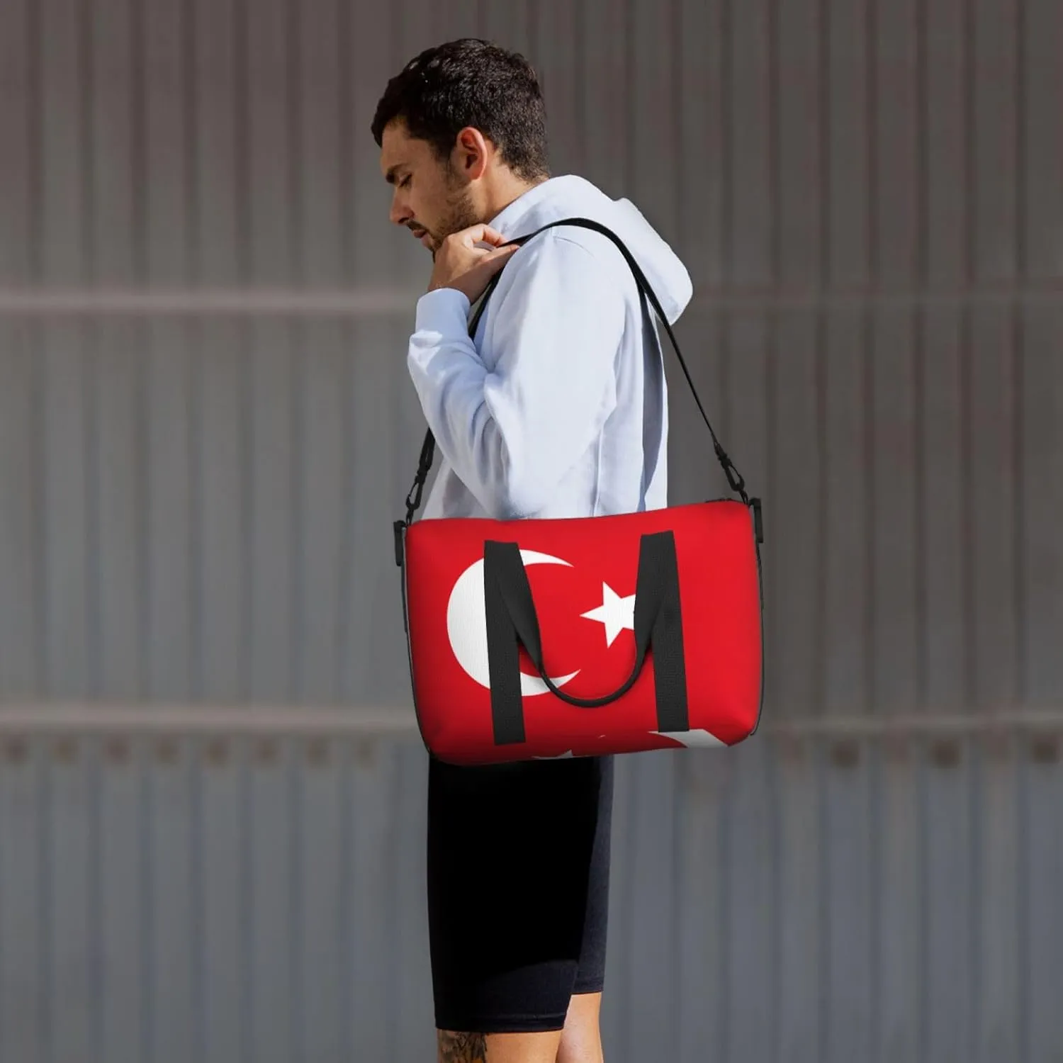 Flag Of Turkey Travel Duffel Bag Carry On Tote Bags For Men,Weekender Overnight Bag,Sports Tote Gym Bag