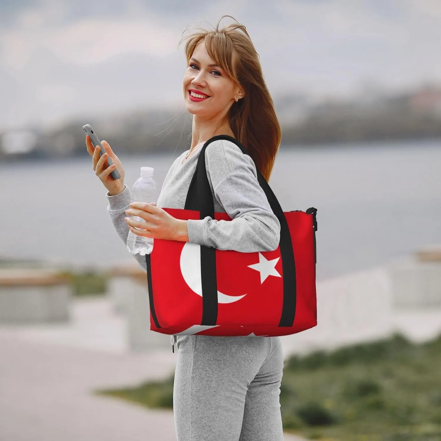 Flag Of Turkey Travel Duffel Bag Carry On Tote Bags For Men,Weekender Overnight Bag,Sports Tote Gym Bag