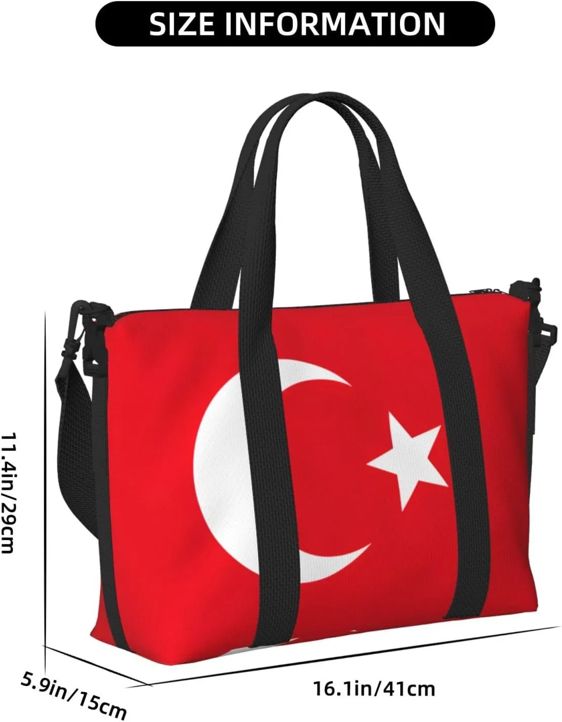 Flag Of Turkey Travel Duffel Bag Carry On Tote Bags For Men,Weekender Overnight Bag,Sports Tote Gym Bag