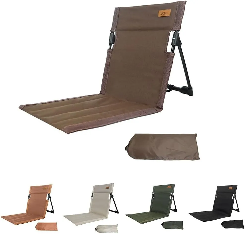 Floor Chair with Back Support, Picnic Floor Chair,Portable Stadium Seat Bleacher Cushion with Backrest Lightweight Padded Seat Cushion(Bright brown)