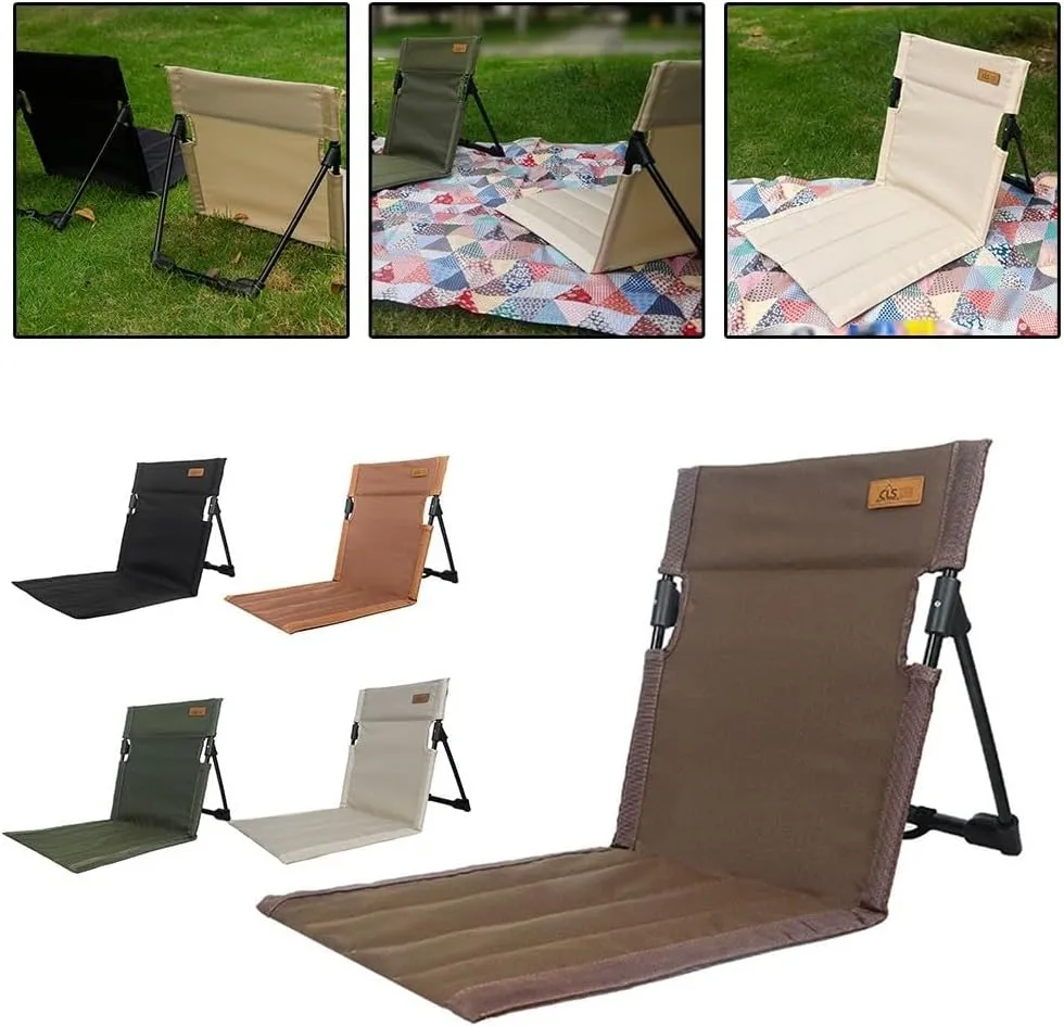 Floor Chair with Back Support, Picnic Floor Chair,Portable Stadium Seat Bleacher Cushion with Backrest Lightweight Padded Seat Cushion(Bright brown)