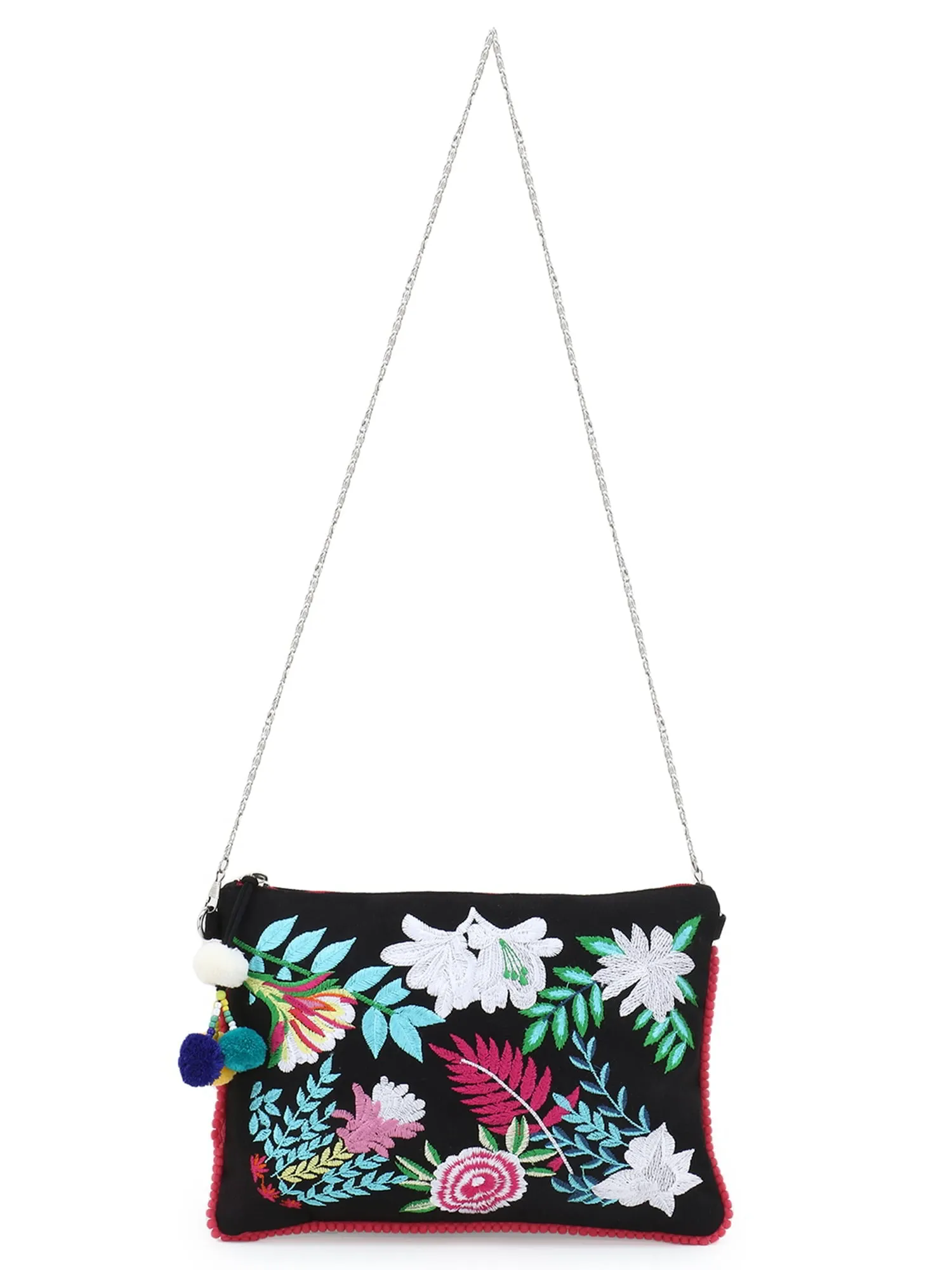 Floral Canvas Embroidered Sling Bag