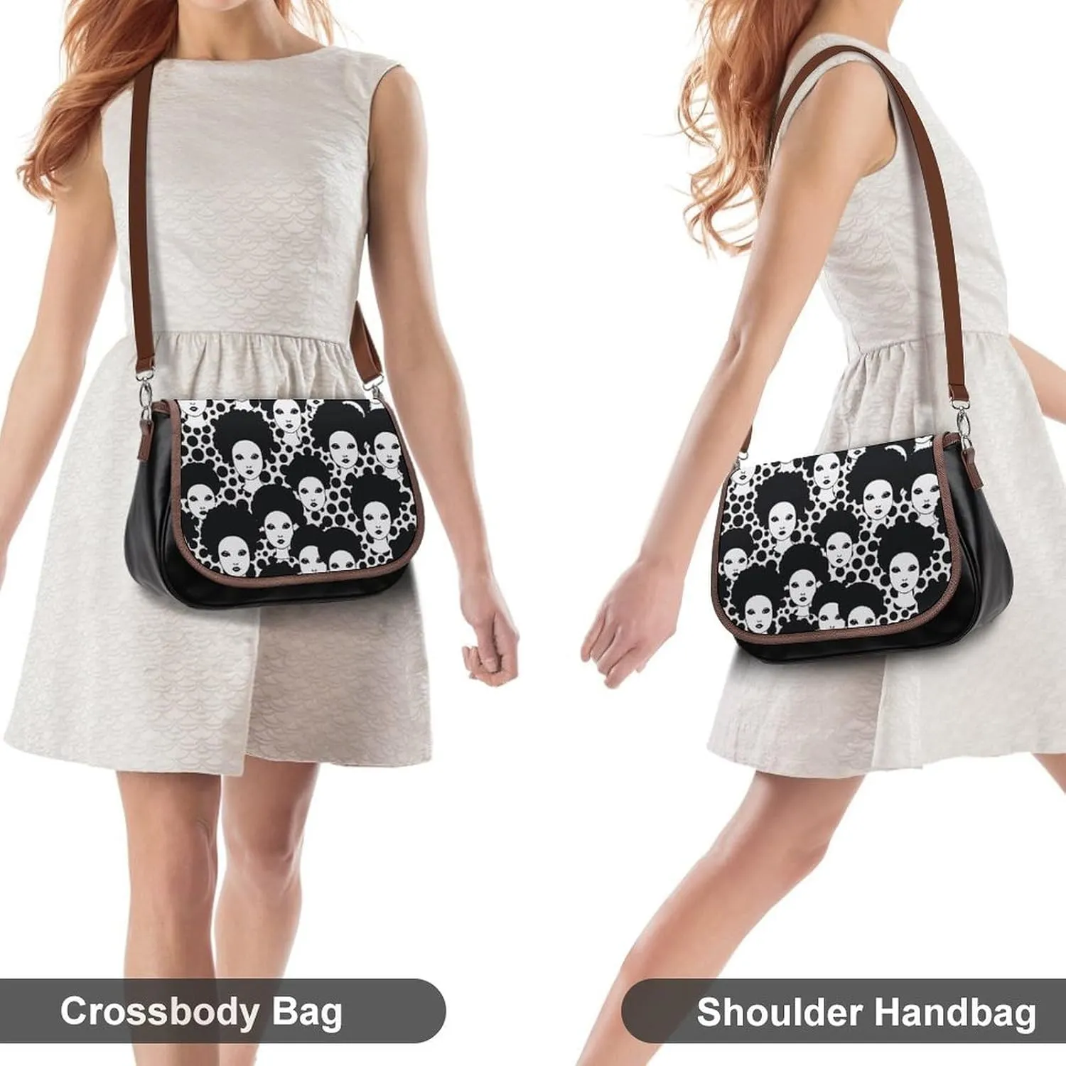Flowers on White Background Crossbody Bags for Women Travel Shoulder Bag Small Leather Cross Body Handbags