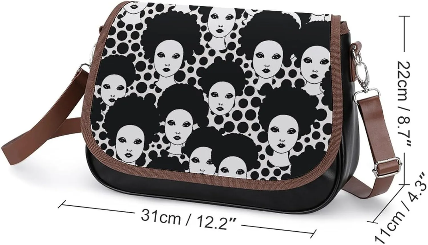 Flowers on White Background Crossbody Bags for Women Travel Shoulder Bag Small Leather Cross Body Handbags