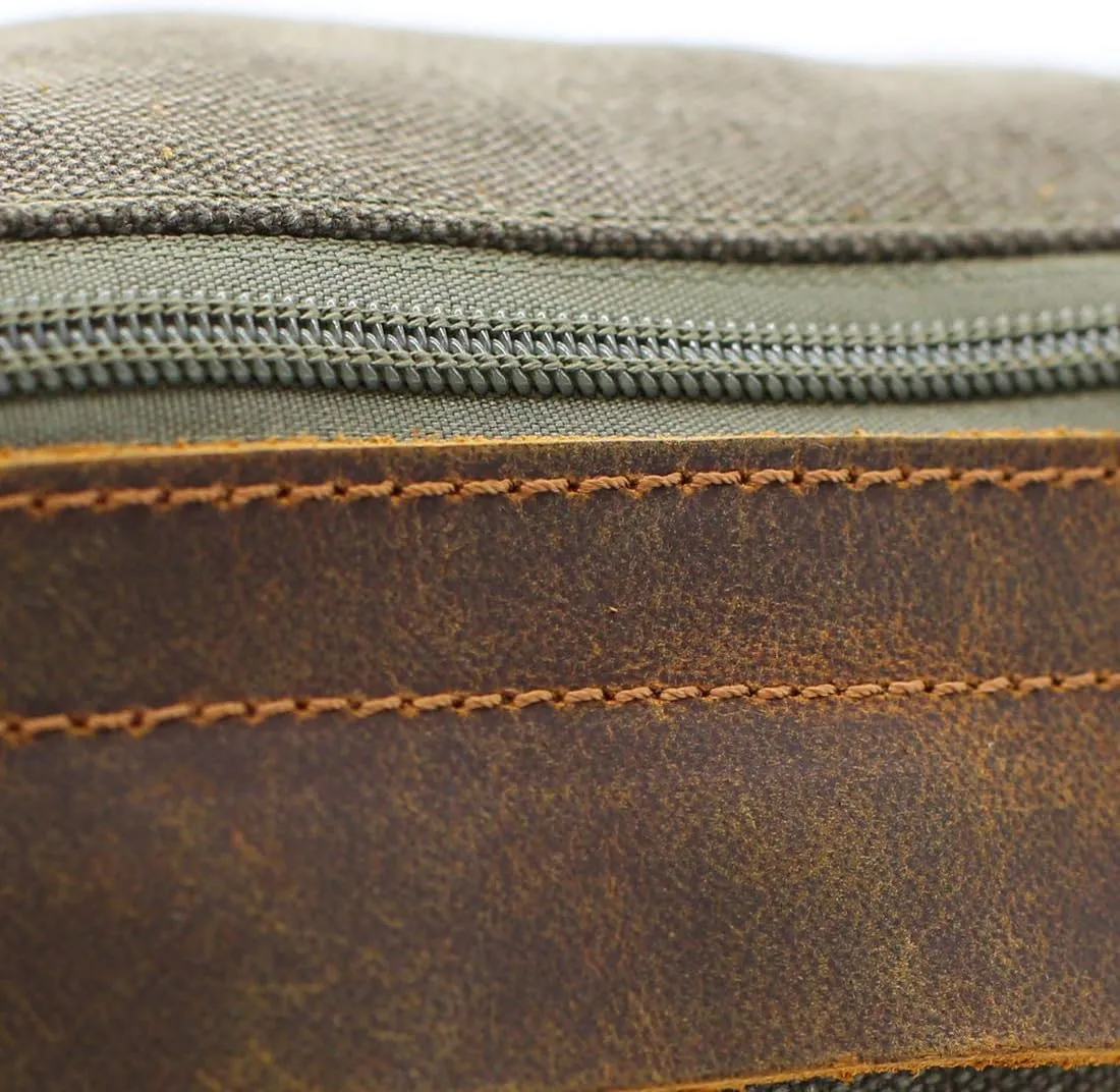 Flow.month Toiletry Bag For Men And Women Personalized Shaving Kit Bag Crazy Horse Leather Dopp Kit For Men Travel Shaving Bag Mens Toiletry Bag Canvas Dopp Kit For Travel (ArmyGreen (Blank))