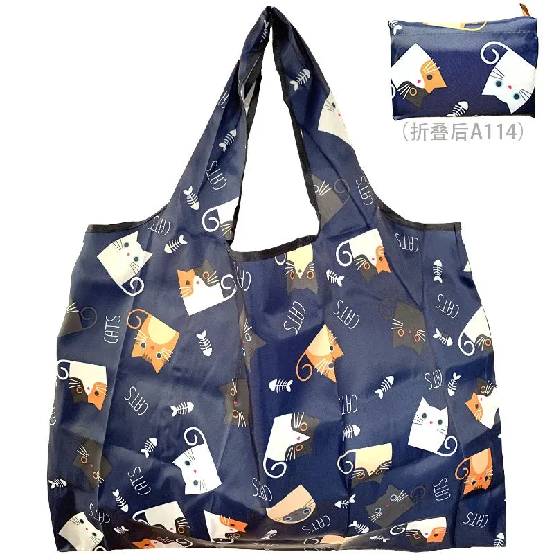 Foldable Reusable Shopping Bags – Large Size, Eco-Friendly Nylon Tote for Women