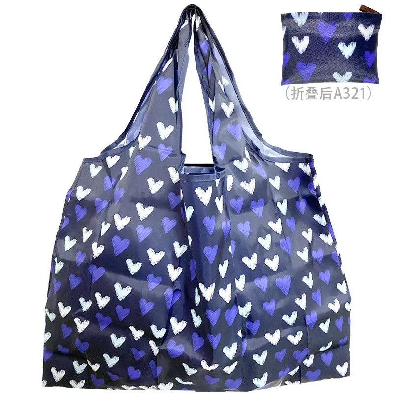 Foldable Reusable Shopping Bags – Large Size, Eco-Friendly Nylon Tote for Women