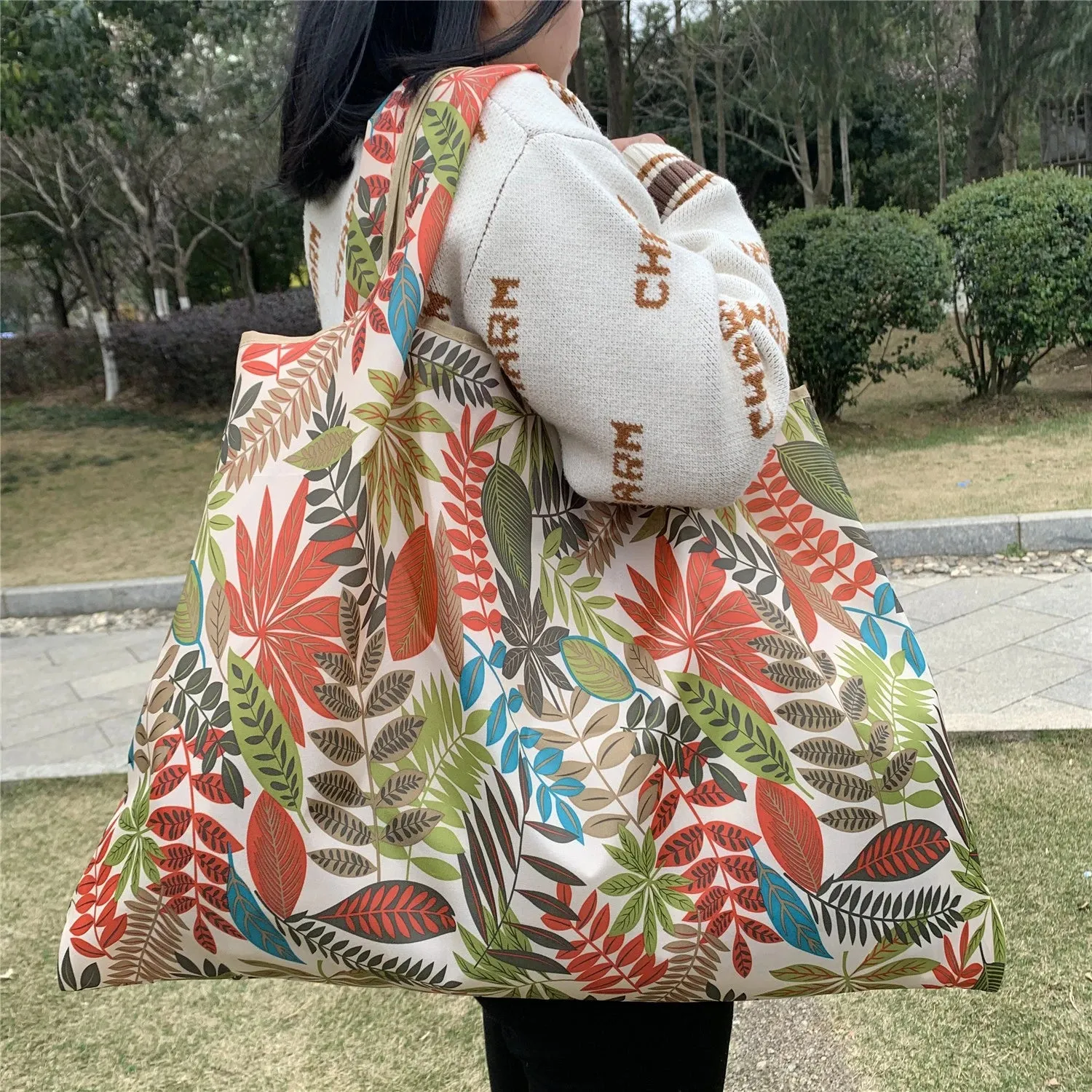 Foldable Reusable Shopping Bags – Large Size, Eco-Friendly Nylon Tote for Women