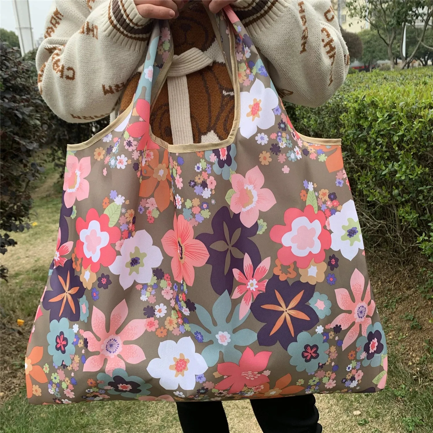 Foldable Reusable Shopping Bags – Large Size, Eco-Friendly Nylon Tote for Women