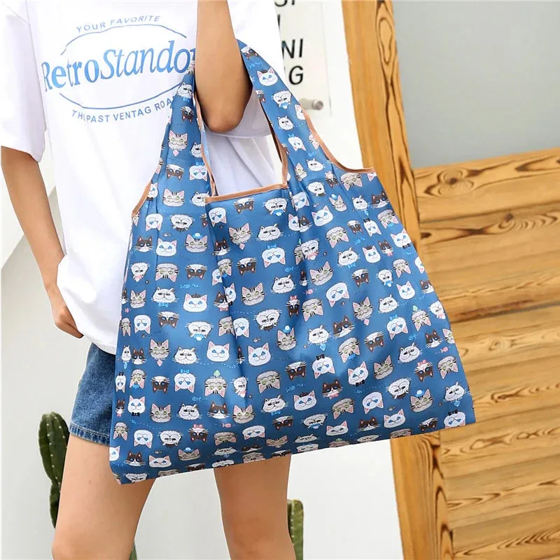 Foldable Reusable Shopping Bags – Large Size, Eco-Friendly Nylon Tote for Women