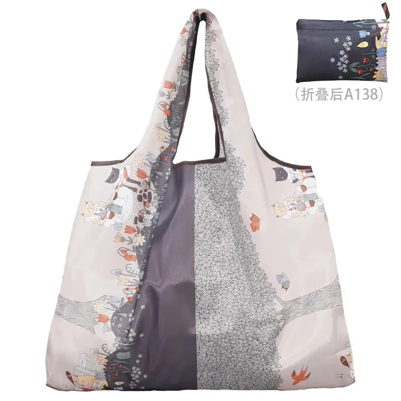 Foldable Reusable Shopping Bags – Large Size, Eco-Friendly Nylon Tote for Women