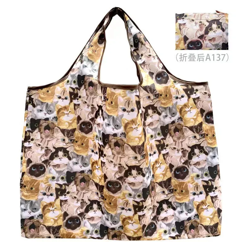 Foldable Reusable Shopping Bags – Large Size, Eco-Friendly Nylon Tote for Women