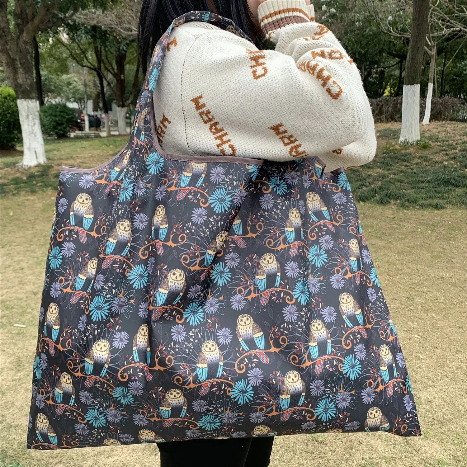 Foldable Reusable Shopping Bags – Large Size, Eco-Friendly Nylon Tote for Women