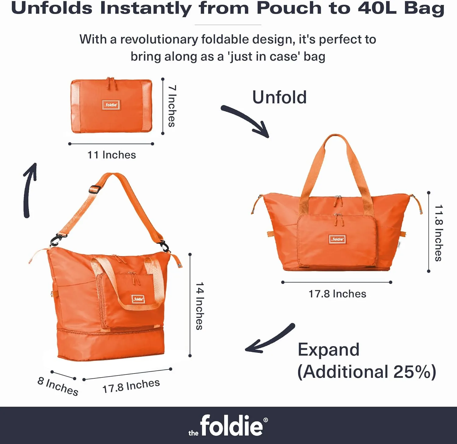 Foldable Travel Tote Bag for Women - 40L Weekender Bag with Multiple Pockets - Carry On Personal Item Travel Bag