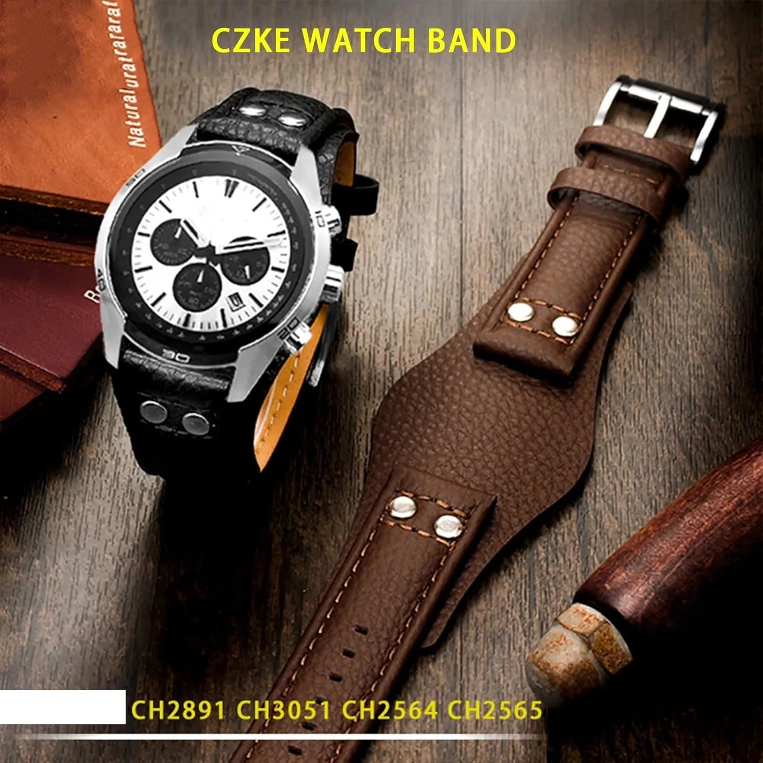 For CH2891CH3051 CH2564 CH2565 watch band mens Genuine Leather Watchbands 22mm 20mm strap With mat leather bracelet