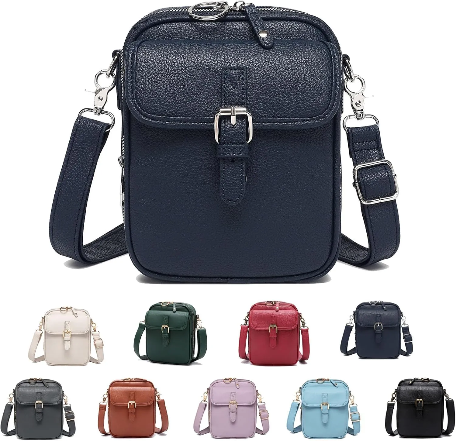 Forcipower Crossbody Leather Bag, Mini Messenger Shoulder Handbag, Zealburst Small Cell Phone Purse Wallet for Women