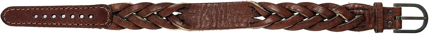 Fossil Men's Casual Stainless Steel and Genuine Leather Bracelet for Men