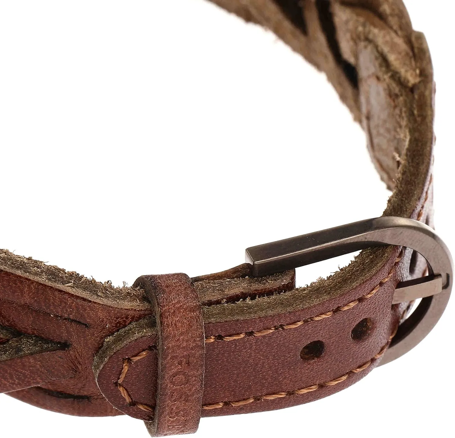 Fossil Men's Casual Stainless Steel and Genuine Leather Bracelet for Men