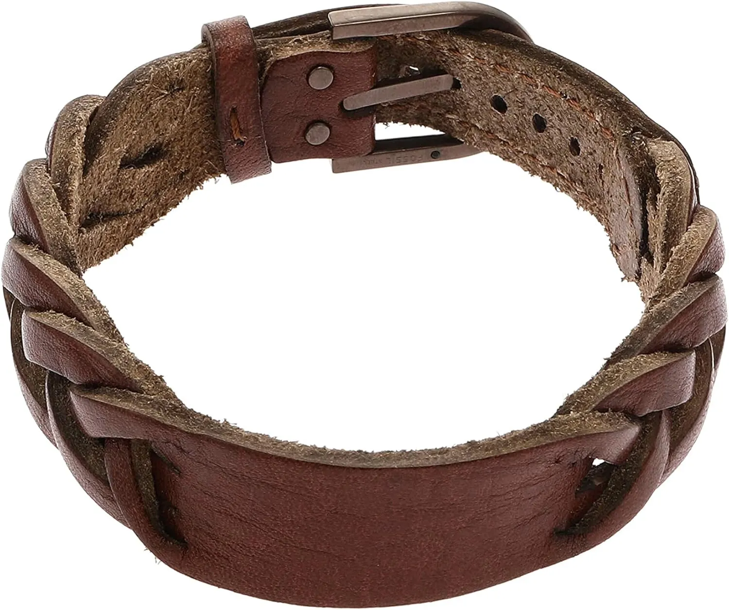 Fossil Men's Casual Stainless Steel and Genuine Leather Bracelet for Men