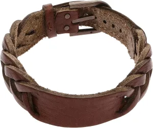 Fossil Men's Casual Stainless Steel and Genuine Leather Bracelet for Men