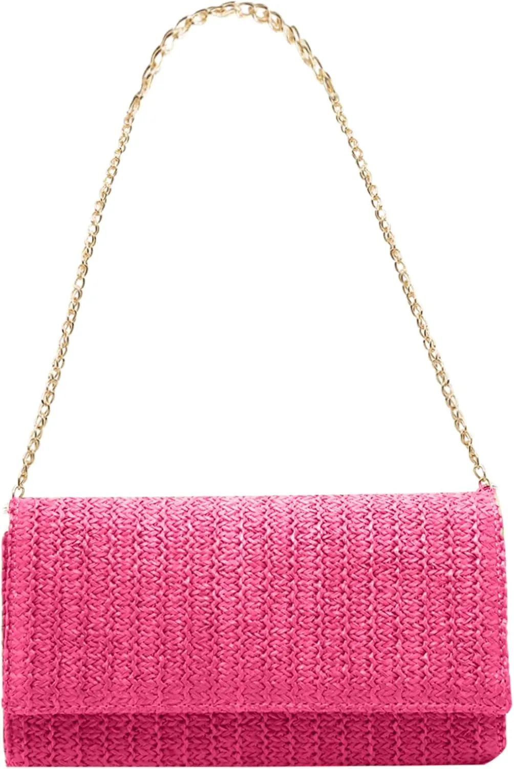 Fozehlad Straw Clutch Bags for Women Straw Beach Crossbody Purse Woven Envelope Wallet Fold Over Chain Shoulder Bag
