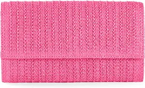 Fozehlad Straw Clutch Bags for Women Straw Beach Crossbody Purse Woven Envelope Wallet Fold Over Chain Shoulder Bag