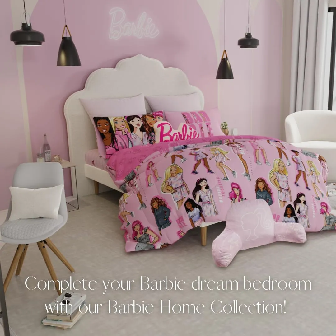Franco Movie Luxe Super Soft Plush Squishy Decorative Pillow (Officially Licensed Product), 17" Inch, Barbie Logo