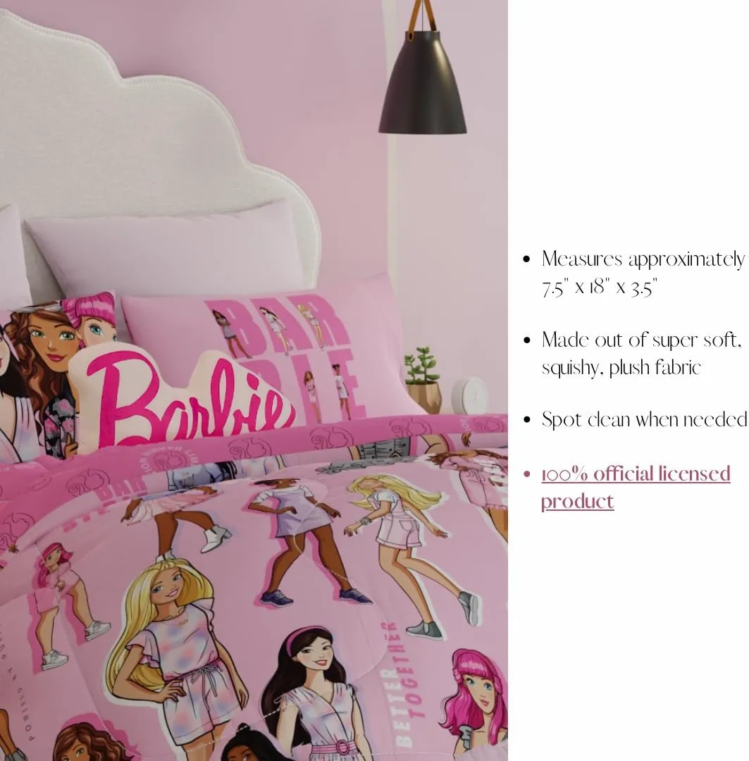 Franco Movie Luxe Super Soft Plush Squishy Decorative Pillow (Officially Licensed Product), 17" Inch, Barbie Logo