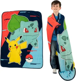 Franco Pokemon Anime Pikachu and Bulbasaur Kids Bedding Super Soft Micro Raschel Throw, 46 in x 60 in, (Official Licensed Product)