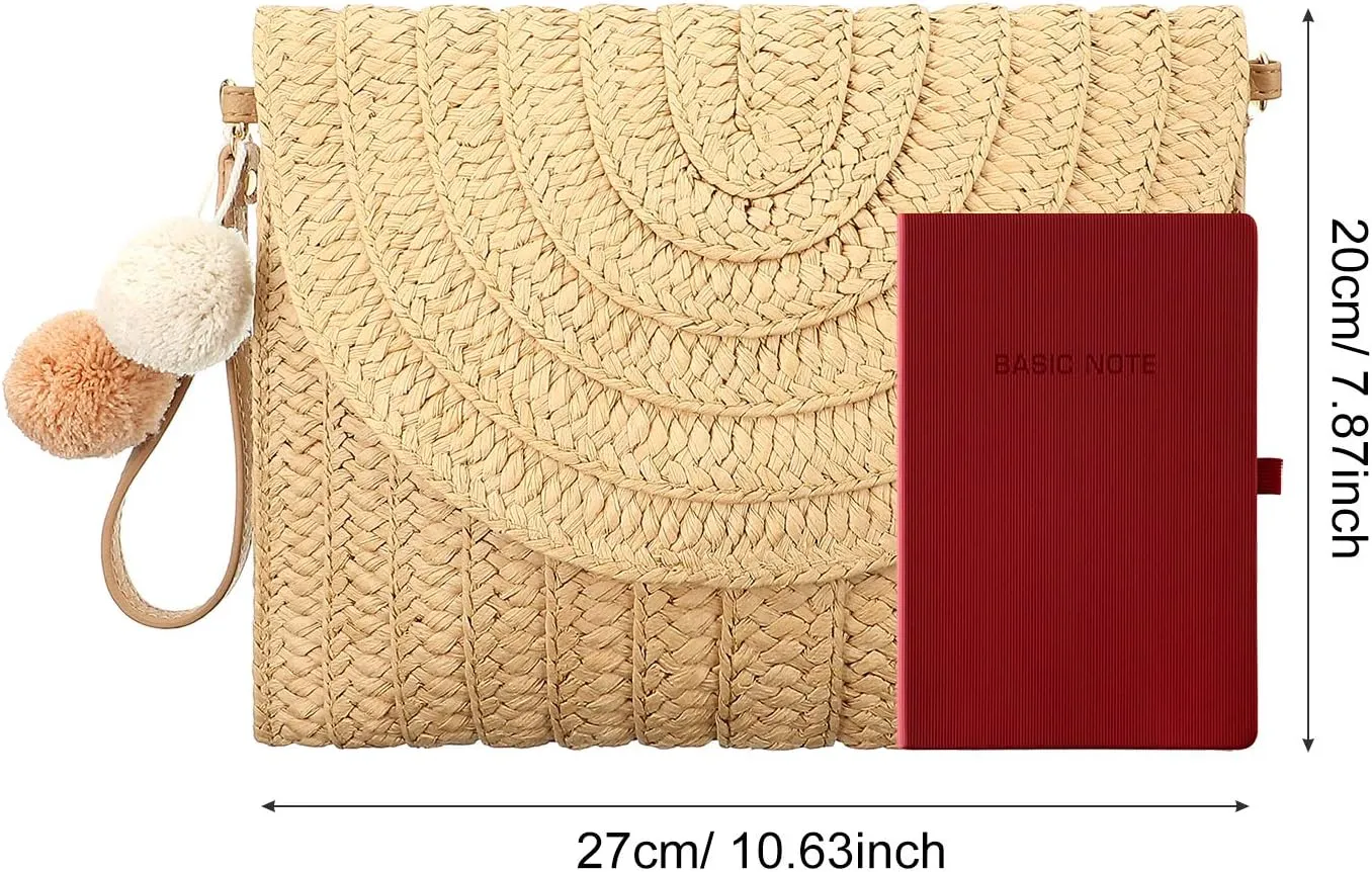 Frienda Straw Shoulder Bag Women Straw Clutch Crossbody Wallet