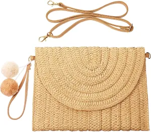 Frienda Straw Shoulder Bag Women Straw Clutch Crossbody Wallet