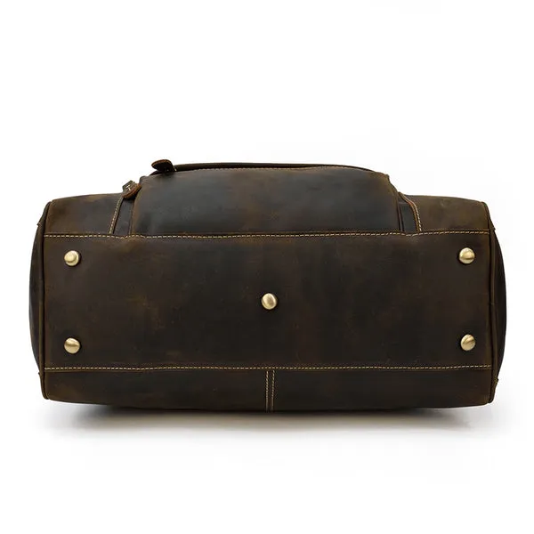 Full Grain Leather Travel Bag Handmade Leather Duffle Bag Mens Overnight Bag Weekender Bag