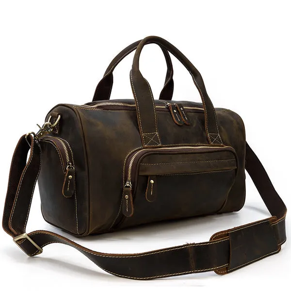 Full Grain Leather Travel Bag Handmade Leather Duffle Bag Mens Overnight Bag Weekender Bag