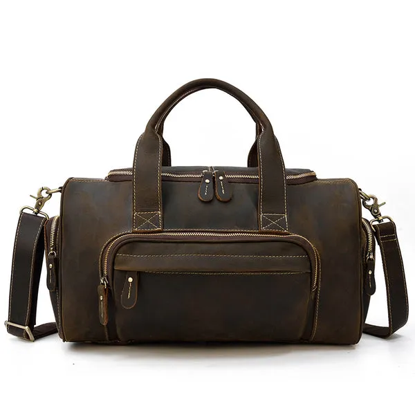 Full Grain Leather Travel Bag Handmade Leather Duffle Bag Mens Overnight Bag Weekender Bag