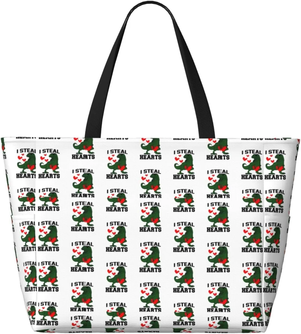 Fun Dinosaur Large Capacity Travel Bag Lightweight Shopping Handbag Beach Tote Bags Casual Work Bag For Women