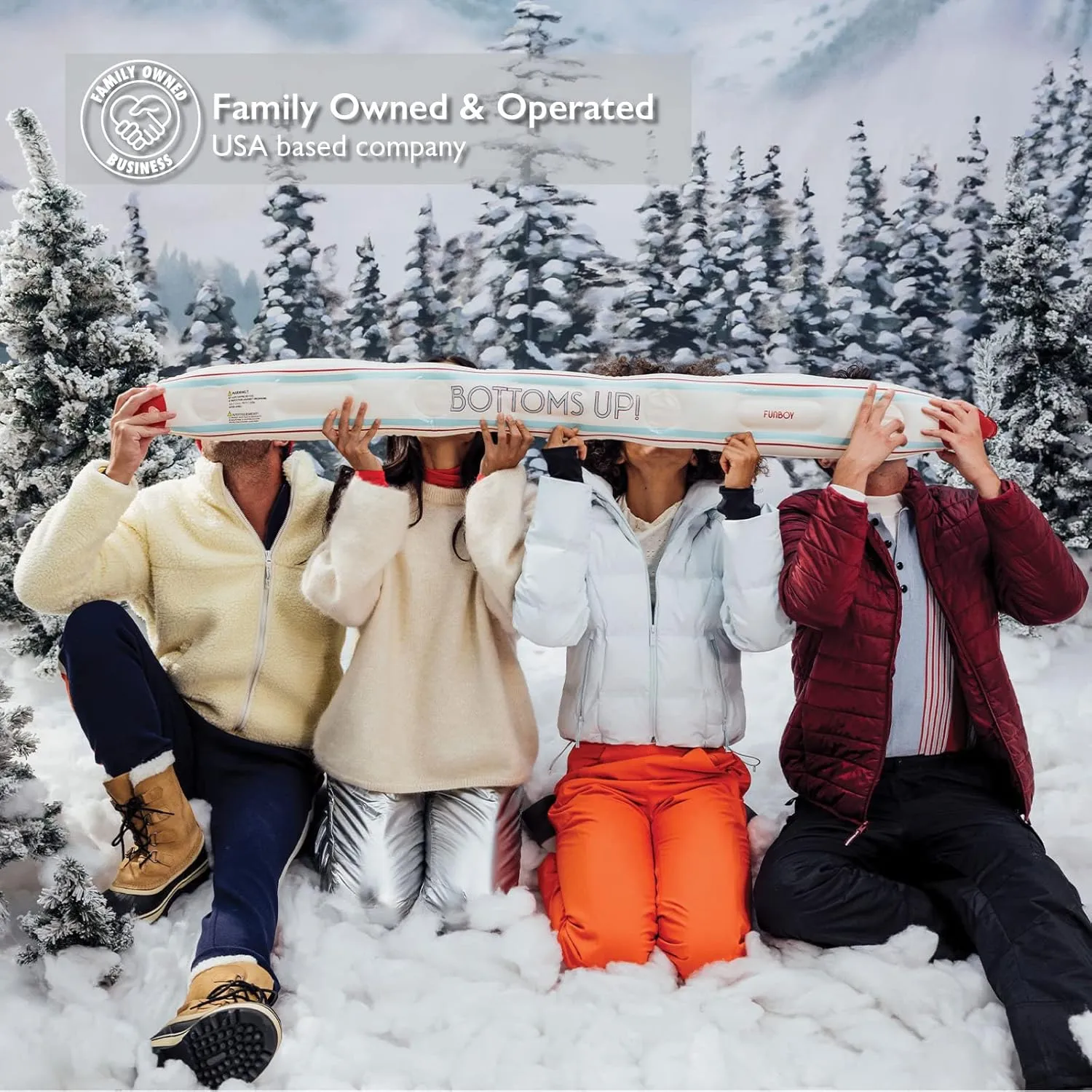 FUNBOY Inflatable Shot Board Ski, 4 Shot Capacity 6-feet Long, 4 Shot Cups Included, Apres Design