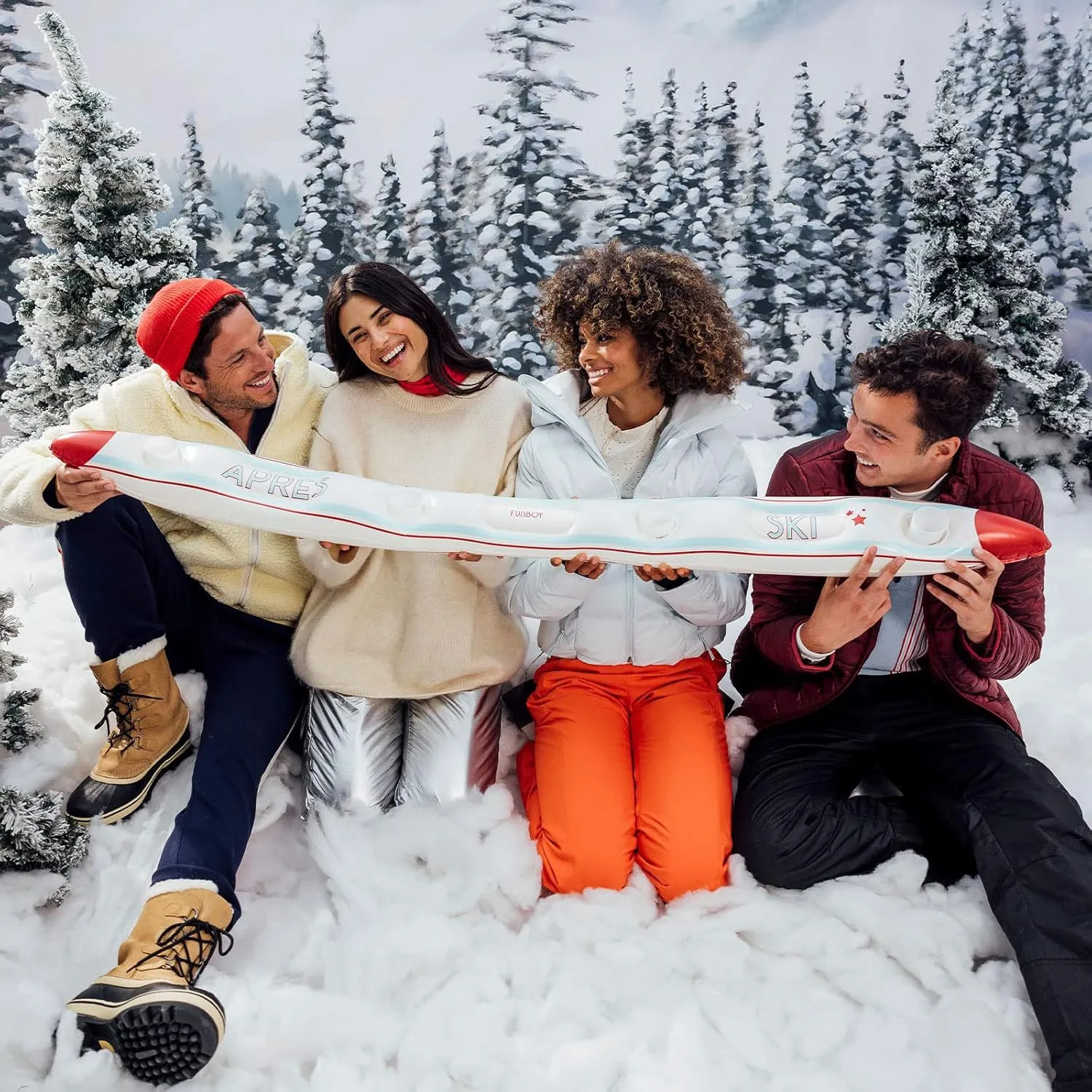 FUNBOY Inflatable Shot Board Ski, 4 Shot Capacity 6-feet Long, 4 Shot Cups Included, Apres Design