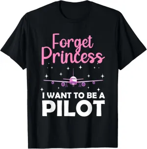 Funny Pilot Design For Women Girl Aviation Airplane Pilot T-Shirt