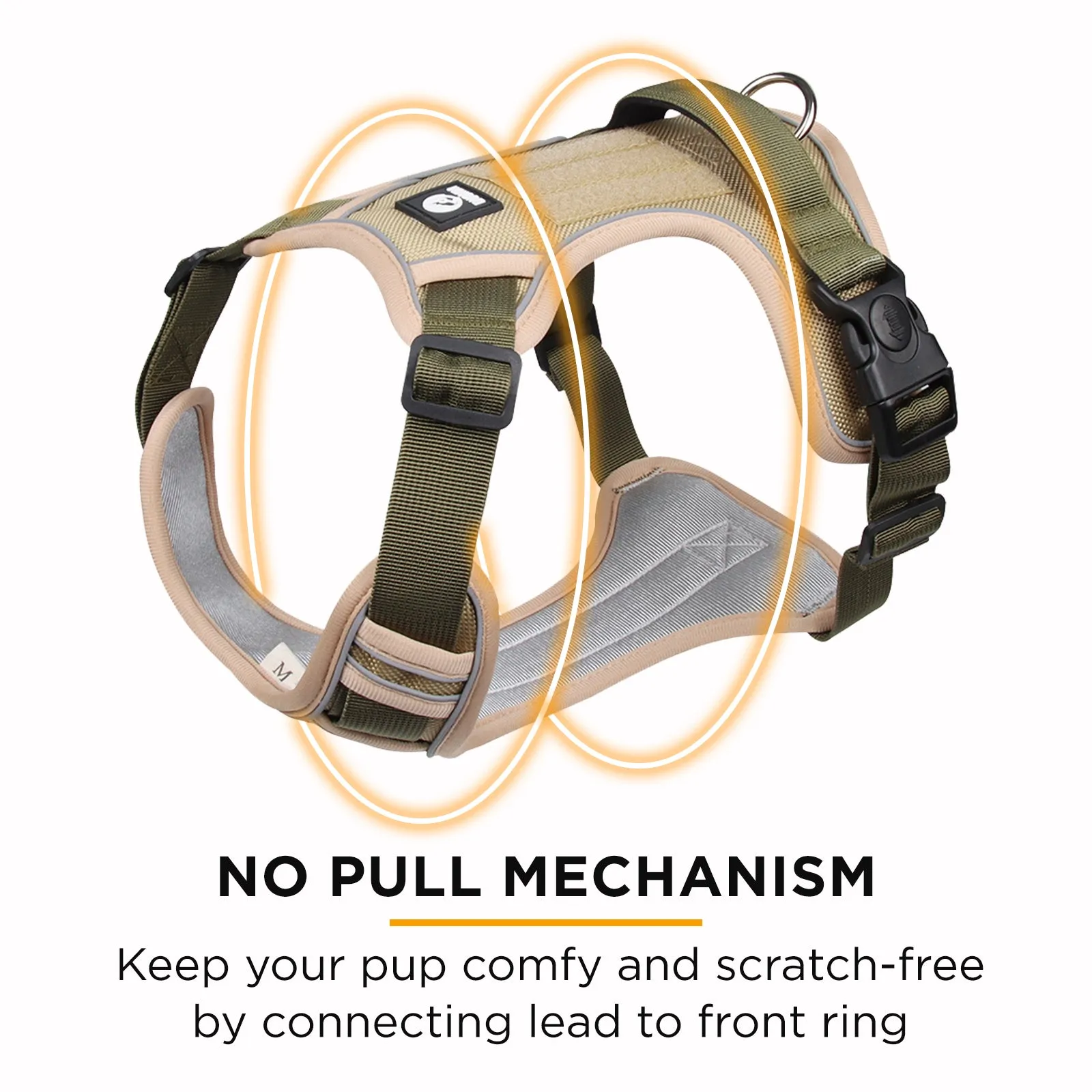 Furbulous Tactical Dog Harness Adjustable No Pull Pet Harness Reflective Working Training Dog Harness with 1.5m Lead - Red XL
