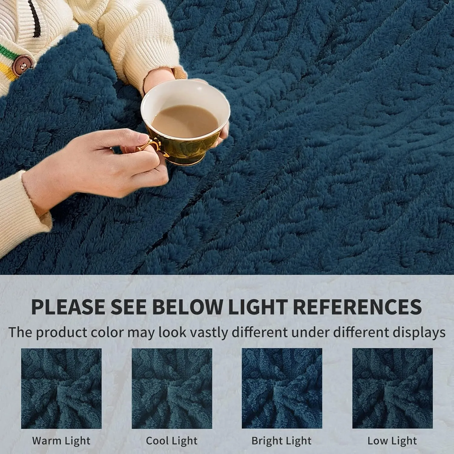 FY FIBER HOUSE Fleece Blanket – 3D Pattern Design Bedding Sherpa Throw Blanket for Camping, Travel Warm Super Soft Fluffy Cozy Decorative Twin 50”x60” Navy