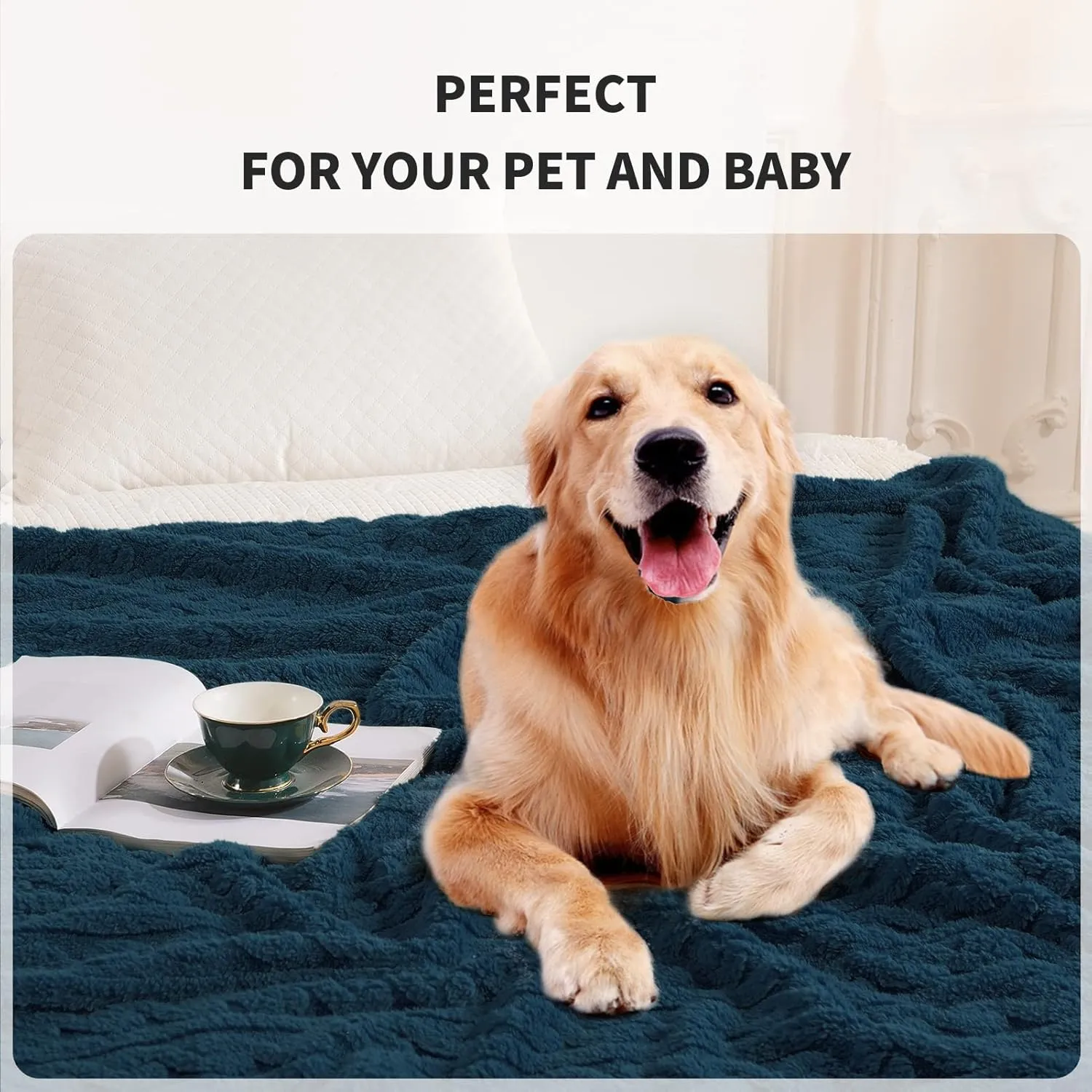FY FIBER HOUSE Fleece Blanket – 3D Pattern Design Bedding Sherpa Throw Blanket for Camping, Travel Warm Super Soft Fluffy Cozy Decorative Twin 50”x60” Navy